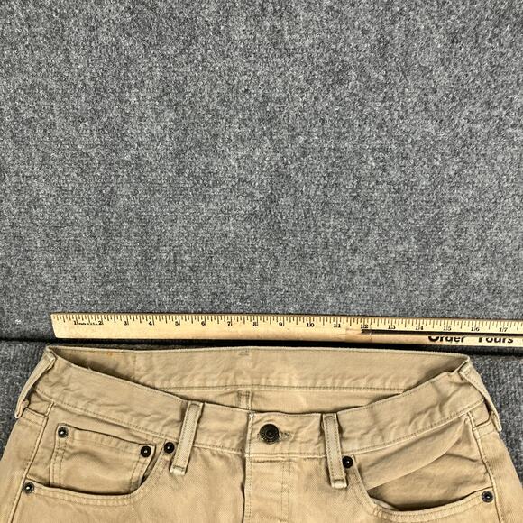 Levi's 501 Jeans Mens Size 32x34 Khaki Tan Straight Fit Classic Distressed - Picture 5 of 10